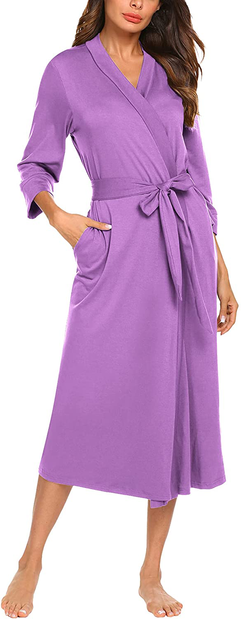 MAXMODA Women Kimono Robes Long Knit Bathrobe Soft Robe Casual Ladies Loungewear S-3XL Apparel & Accessories > Clothing > Sleepwear & Loungewear > Robes MAXMODA   