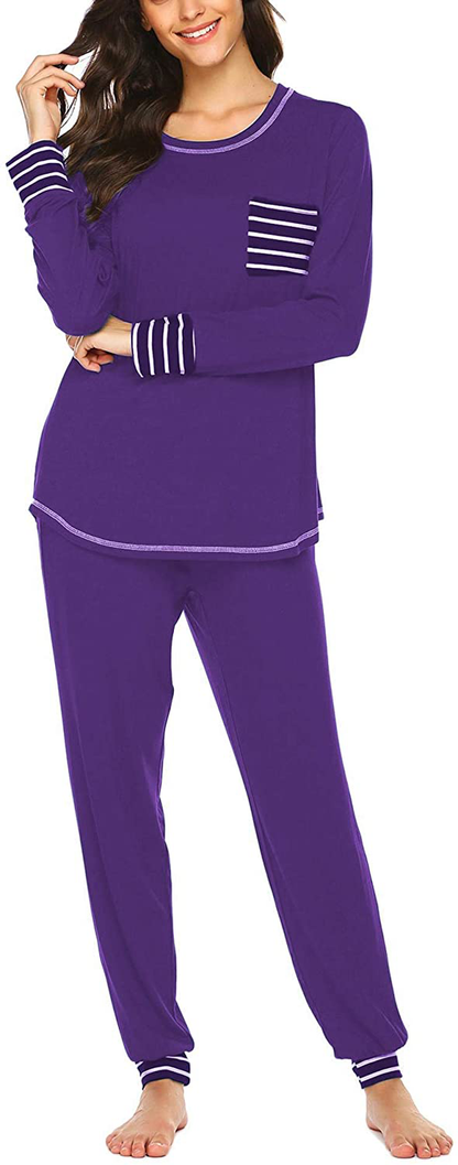 Ekouaer Pajamas Women’S Long Sleeve Sleepwear with Long Pants Soft Loungewear Pj Set S-XXL Apparel & Accessories > Clothing > Sleepwear & Loungewear > Pajamas Kylie Max   