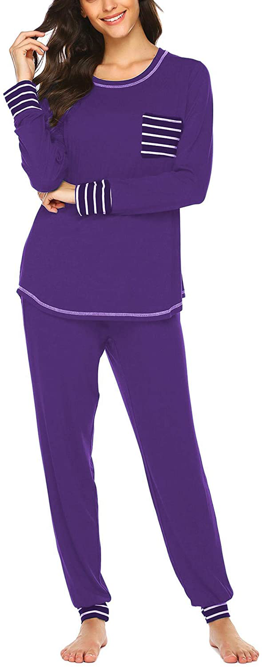 Ekouaer Pajamas Women’S Long Sleeve Sleepwear with Long Pants Soft Loungewear Pj Set S-XXL Apparel & Accessories > Clothing > Sleepwear & Loungewear > Pajamas Kylie Max   