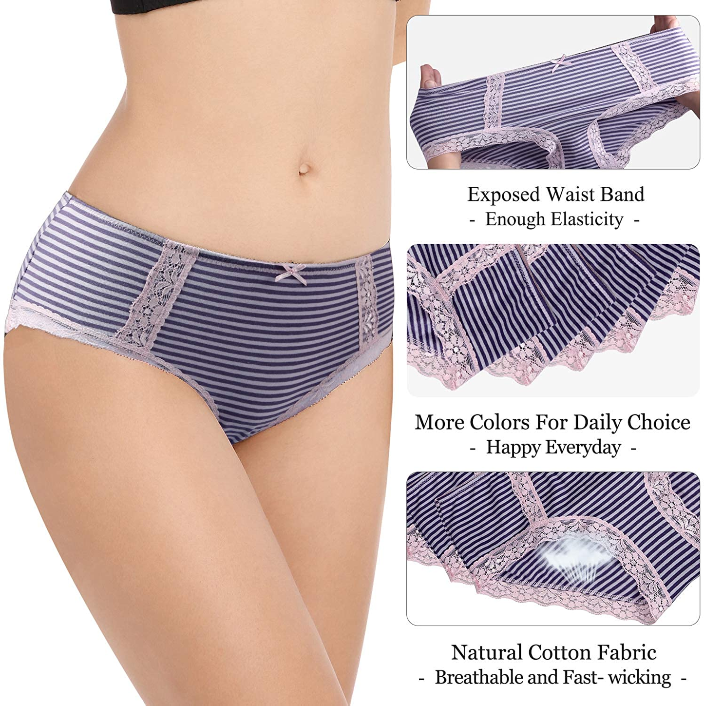 VOOKIIMO Soft Cotton Hipster Panties Womens Underwear Apparel & Accessories > Clothing > Underwear & Socks > Underwear VOOKIIMO   