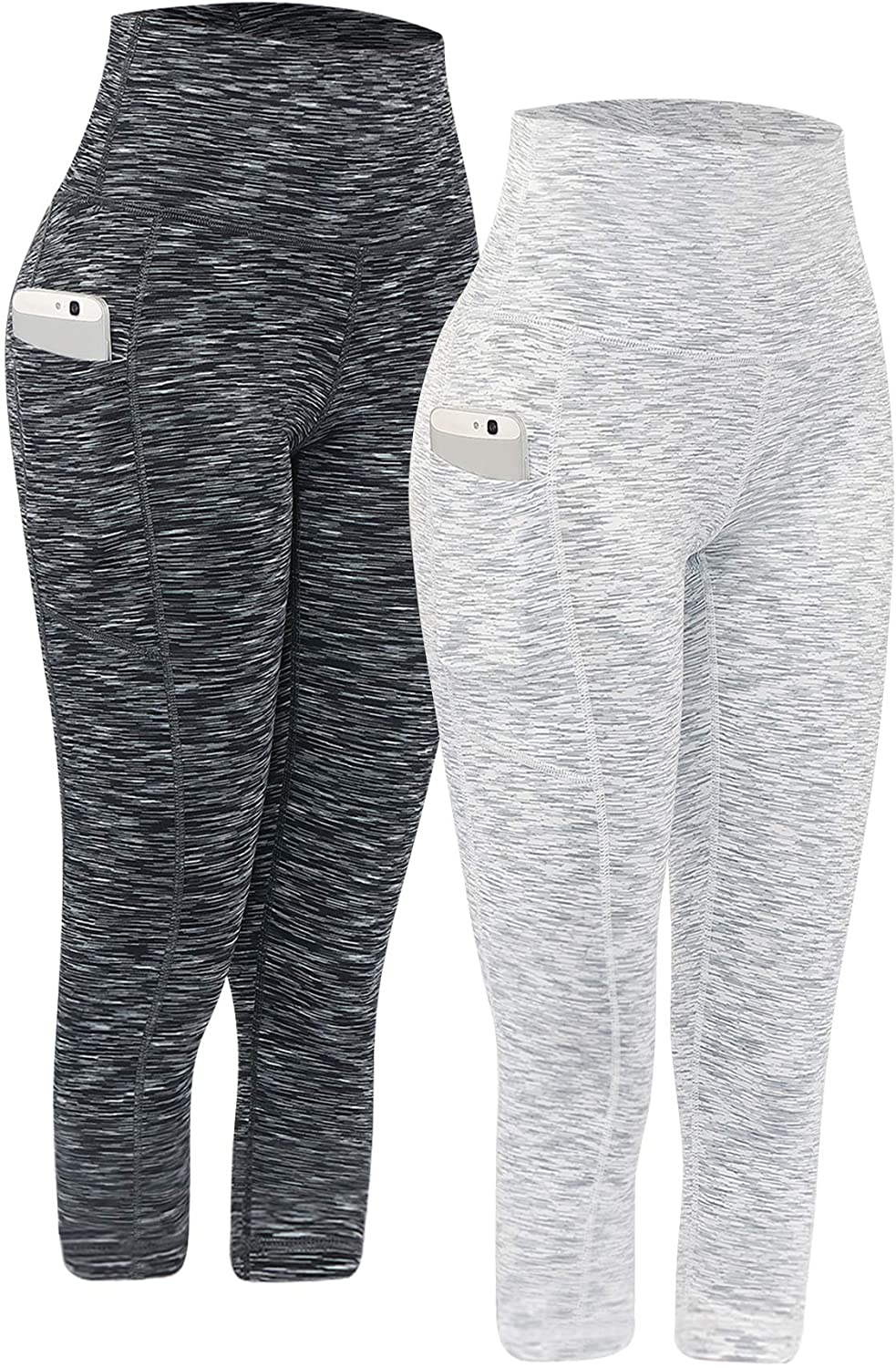 Fengbay 2 Pack High Waist Yoga Pants, Pocket Yoga Pants Tummy Control Workout Running 4 Way Stretch Yoga Leggings Apparel & Accessories > Clothing > Activewear Fengbay Capris Dr Black & Dr White XX-Large 