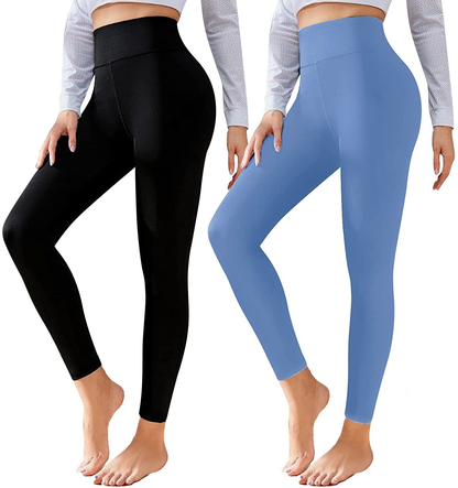 CTHH 2 Pack Leggings for Women-High Waisted Tummy Control Workout Running Black Yoga Pants Apparel & Accessories > Clothing > Activewear CTHH J-2pack(black,light Blue) Large-X-Large 
