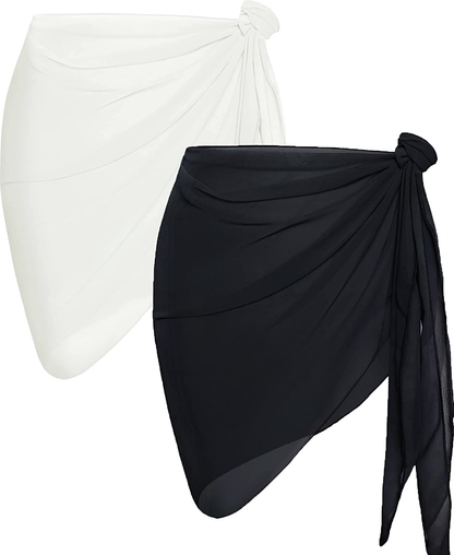 CHICGAL 2 Pieces Women Beach Sarong Bathing Suit Wrap Skirt Sheer Bikini Swimsuit Cover Ups for Swimwear Apparel & Accessories > Clothing > Swimwear Kylie Max   