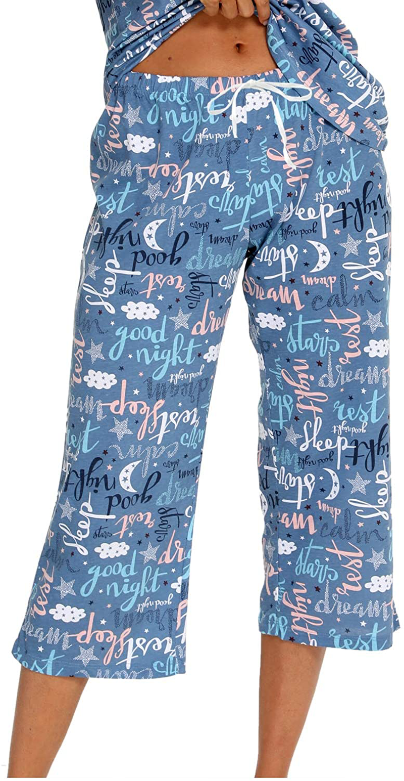 ENJOYNIGHT Women'S Capri Pajama Pants Lounge Causal Bottoms Print Sleep Pants Apparel & Accessories > Clothing > Sleepwear & Loungewear > Pajamas Kylie Max   