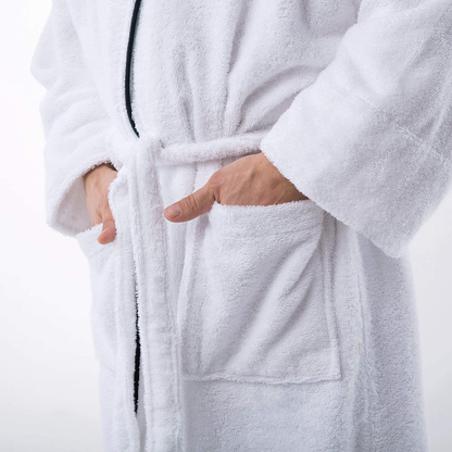 SUPERIOR Monogrammed Egyptian Cotton Bath Robe White Adult Unisex Bathrobe, Small/Medium, S Apparel & Accessories > Clothing > Sleepwear & Loungewear > Robes SUPERIOR   