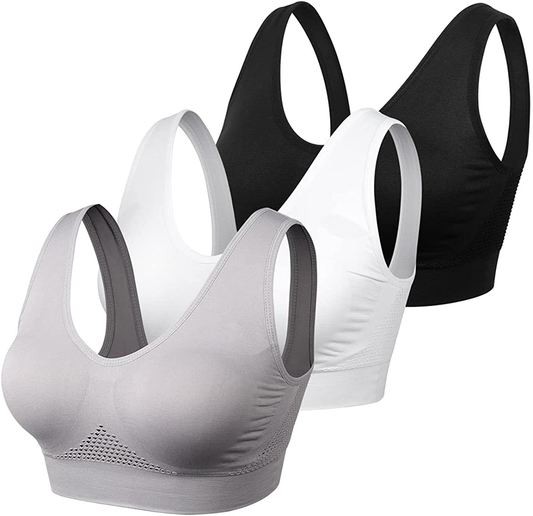 Women Sports Bra Comfortable Sleep Bras No Underwire Seamless Workout Yoga Bra of 3 Pack Apparel & Accessories > Clothing > Underwear & Socks > Bras Kylie Max   