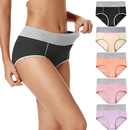 POKARLA Women'S High Waisted Cotton Underwear Soft Breathable Panties Stretch Briefs Regular & plus Size 5-Pack Apparel & Accessories > Clothing > Underwear & Socks > Underwear POKARLA Multicolored-5pack 6X-Large 