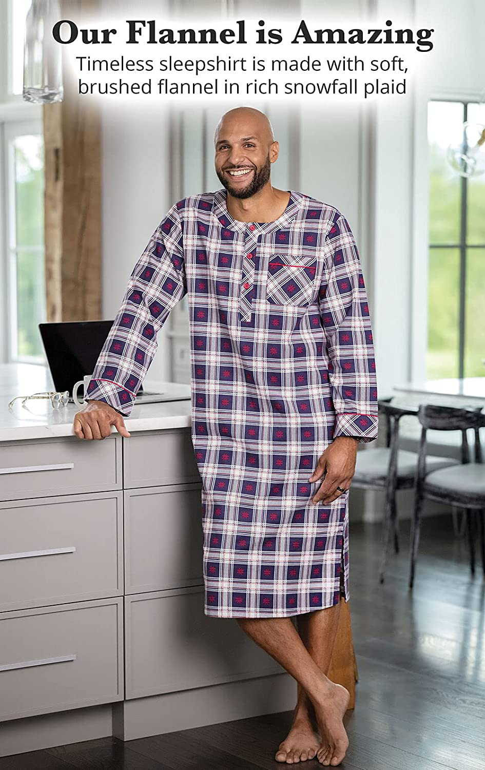 Pajamagram Mens Sleep Shirt Flannel - Mens Nightshirt, Multicolored Apparel & Accessories > Clothing > Sleepwear & Loungewear > Nightgowns Kylie Max   