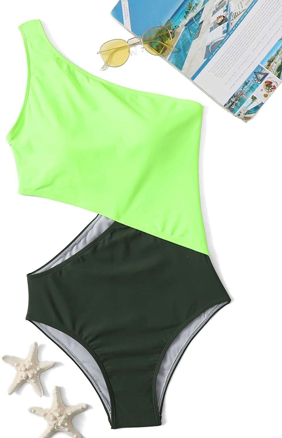 Sweatyrocks Women'S Bathing Suits One Shoulder Cutout One Piece Swimsuit Swimwear Monokini Apparel & Accessories > Clothing > Swimwear Kylie Max   