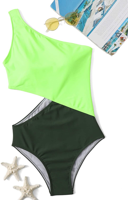Sweatyrocks Women'S Bathing Suits One Shoulder Cutout One Piece Swimsuit Swimwear Monokini Apparel & Accessories > Clothing > Swimwear Kylie Max   