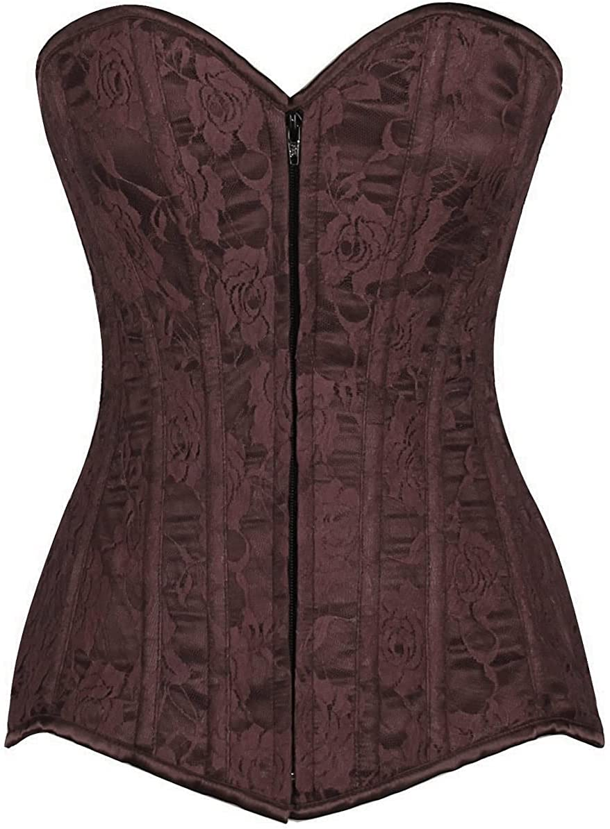 Daisy Corsets Lavish Dark Grey Lace Overbust Corset Apparel & Accessories > Clothing > Underwear & Socks > Lingerie Daisy corsets Brown X-Large 