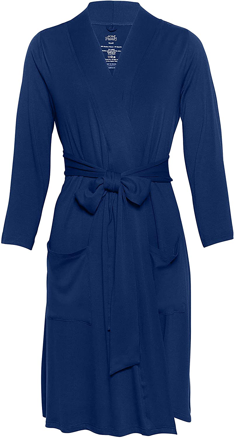 Posh Peanut Mommy Robe for Maternity, Labor Delivery Soft Nursing Lounge Wear, Viscose from Bamboo Apparel & Accessories > Clothing > Sleepwear & Loungewear > Robes Posh Peanut Sailor Blue XX-Large 