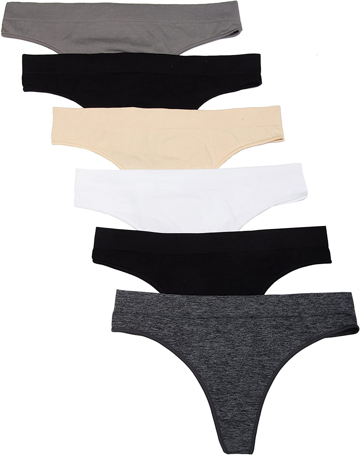 Kalon 6 Pack Women's Nylon Spandex Thong Underwear Apparel & Accessories > Clothing > Underwear & Socks > Underwear Kalon Basics Pack Small 