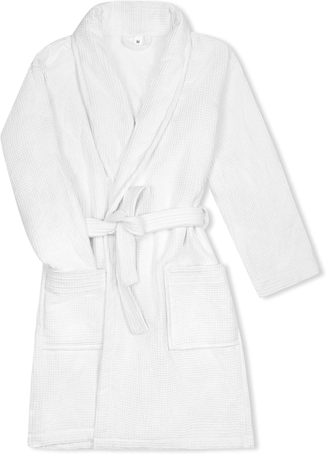 Luxury White Spa Bathrobe Unisex - Cotton Waffle Exterior, Terry Towel Interior Apparel & Accessories > Clothing > Sleepwear & Loungewear > Robes Kylie Max   