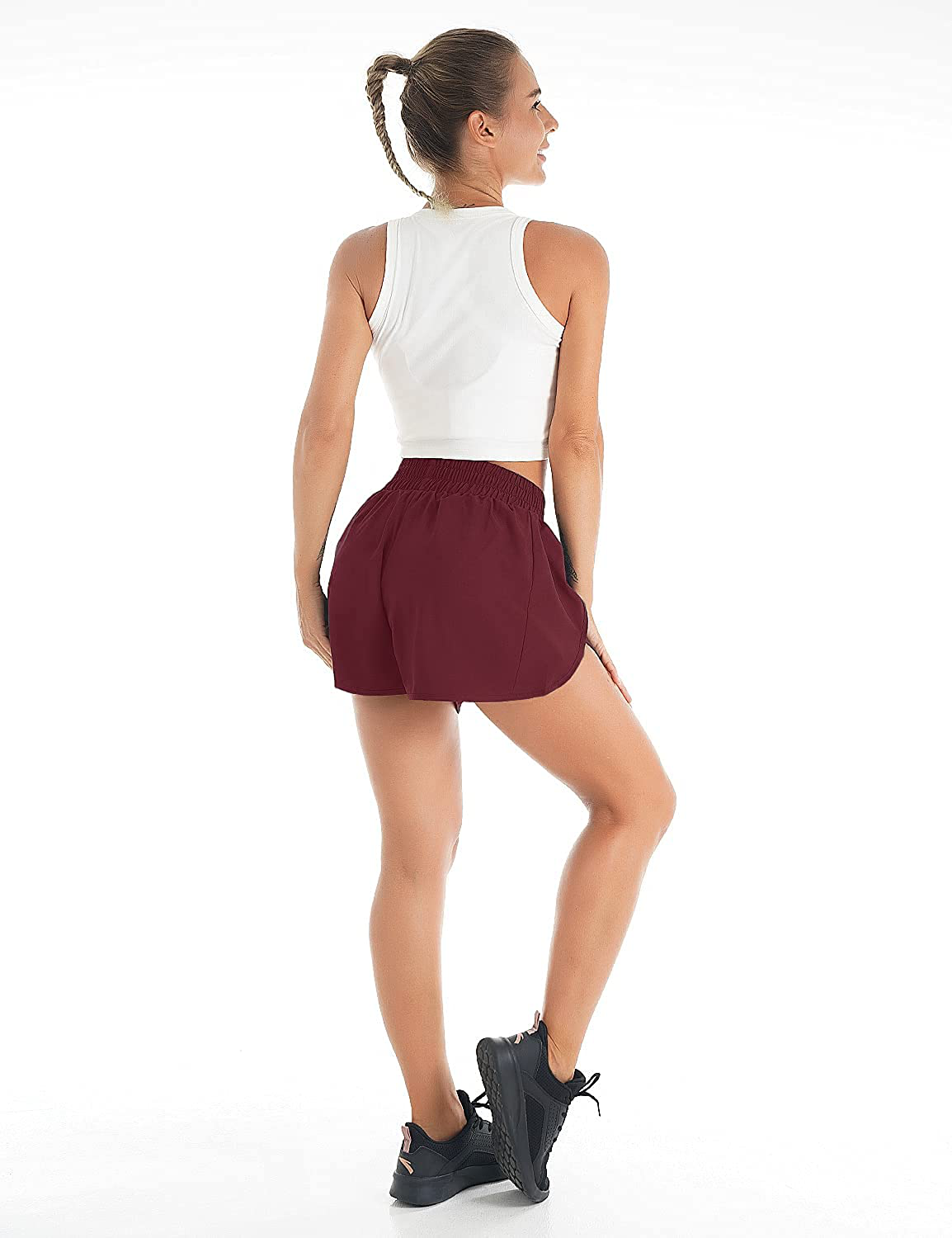 Blooming Jelly Women'S Quick-Dry Running Shorts Workout Sport Layer Active Shorts with Pockets 1.75" Apparel & Accessories > Clothing > Shorts Kylie Max   