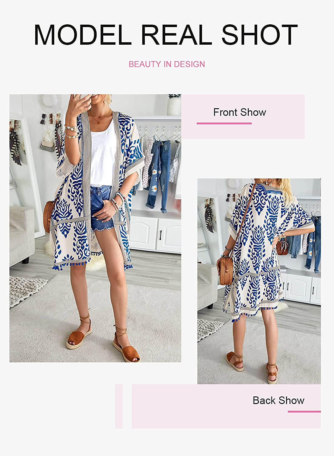 Dokotoo Womens 2022 Fashion Summer Print Kimono Casual Cardigans Loose Cover Ups Apparel & Accessories > Clothing > Swimwear Kylie Max   