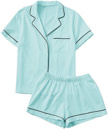 Floerns Women's Notch Collar Short Sleeve Sleepwear Two Piece Pajama Set Apparel & Accessories > Clothing > Sleepwear & Loungewear > Pajamas Floerns   