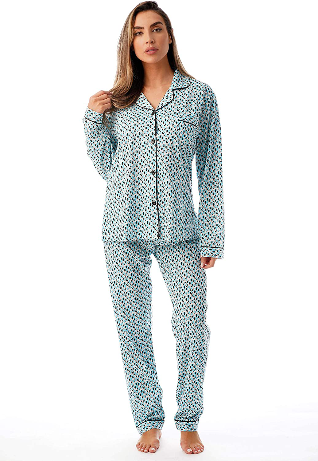 Just Love Long Sleeve Flannel Pajama Sets for Women Apparel & Accessories > Clothing > Sleepwear & Loungewear > Pajamas Just Love Teal - Raindrop Medium 