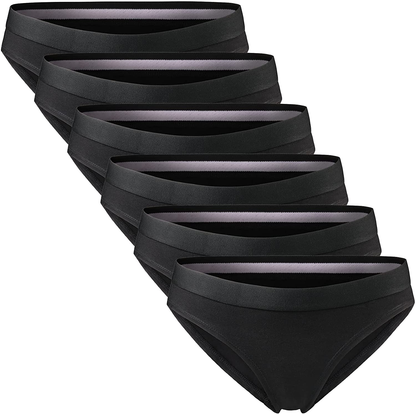 DANISH ENDURANCE Organic Cotton Stretch Bikini Panties 6-Pack for Women, OEKO-TEX, Comfy & Classic Underwear  KYLIE MAX Black Large 