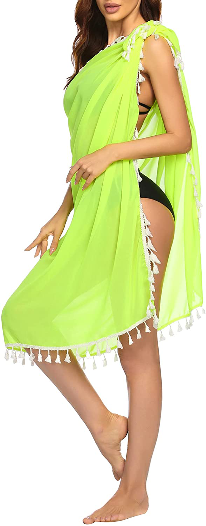 Ekouaer Women Sarong Chiffon Beach Wraps Sheer Swimsuit Cover Ups Sexy Bikini Long Skirts with Tassels  Kylie Max   
