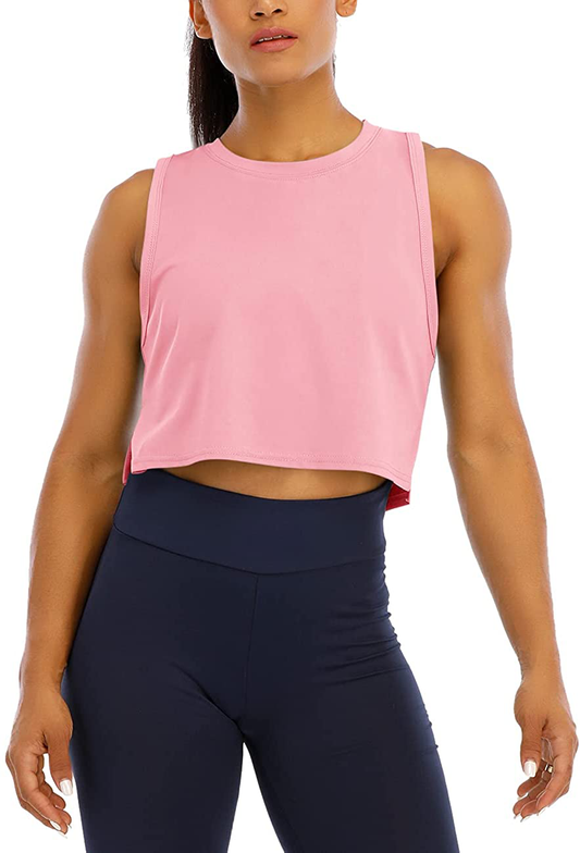 HIOINIEIY Womens Crop Tops Workout Tops Loose Sleeveless Cropped Muscle Open Side Shirts Gym Exercise Yoga Shirts Apparel & Accessories > Clothing > Activewear Kylie Max   