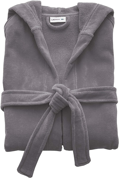 Lacoste Fairplay Robe, 100% Cotton, 34"L, Meteorite Apparel & Accessories > Clothing > Sleepwear & Loungewear > Robes Kylie Max   