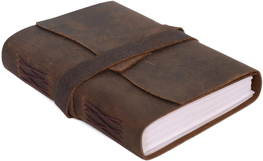 Handmade Leather Journal/Writing Notebook Diary/Bound Daily Notepad For Men & Women Unlined Paper Medium, writing pad gift for artist, sketch (Brown Tan, 8 x 6) Arts & Entertainment > Party & Celebration > Gift Giving KomalC Brown Tan 8 x 6 