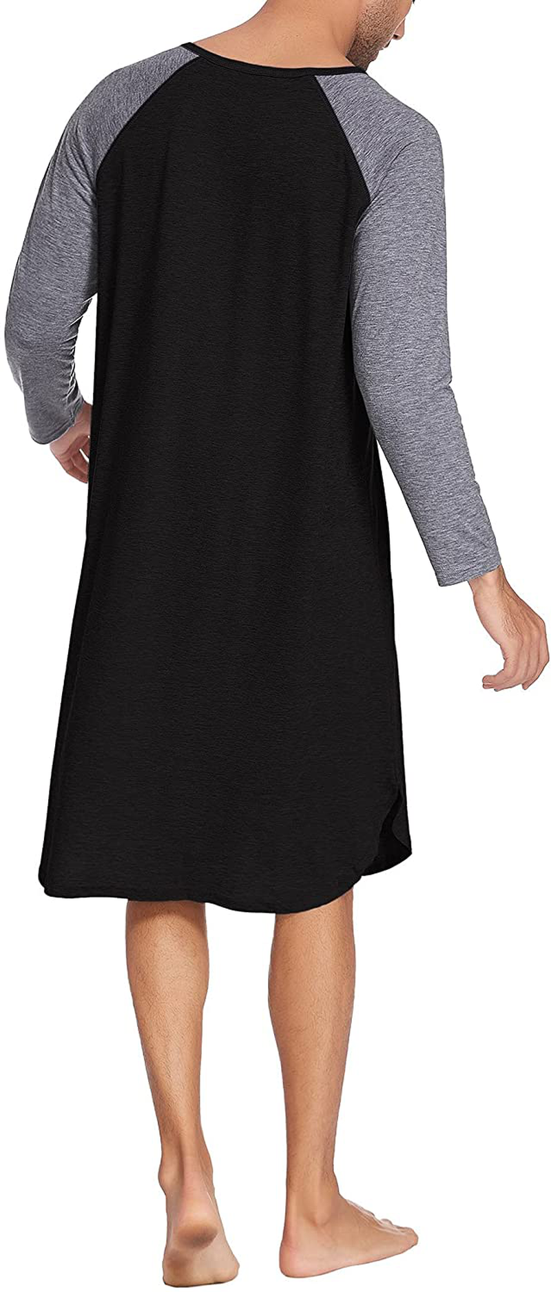 Ekouaer Sleepwear Men'S Nightshirt Casual Long Sleeve Pajamas Comfy Loose Long Henley Sleep Shirt S-XXL Apparel & Accessories > Clothing > Sleepwear & Loungewear > Nightgowns Kylie Max   