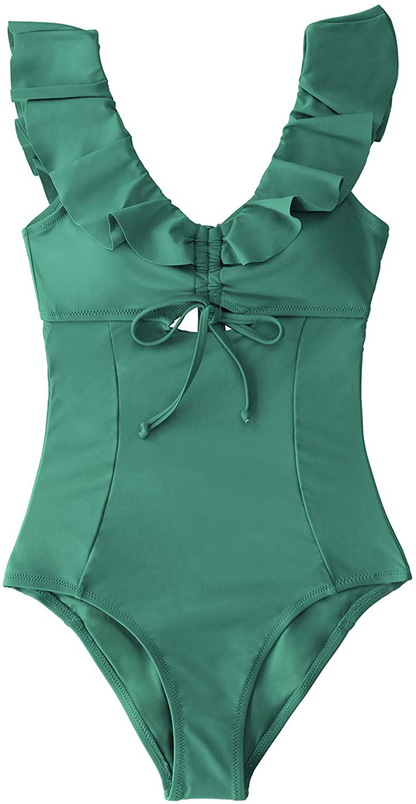 CUPSHE Women'S Ruby Red Ruffled Back Tie One Piece Swimsuit Apparel & Accessories > Clothing > Swimwear Kylie Max   