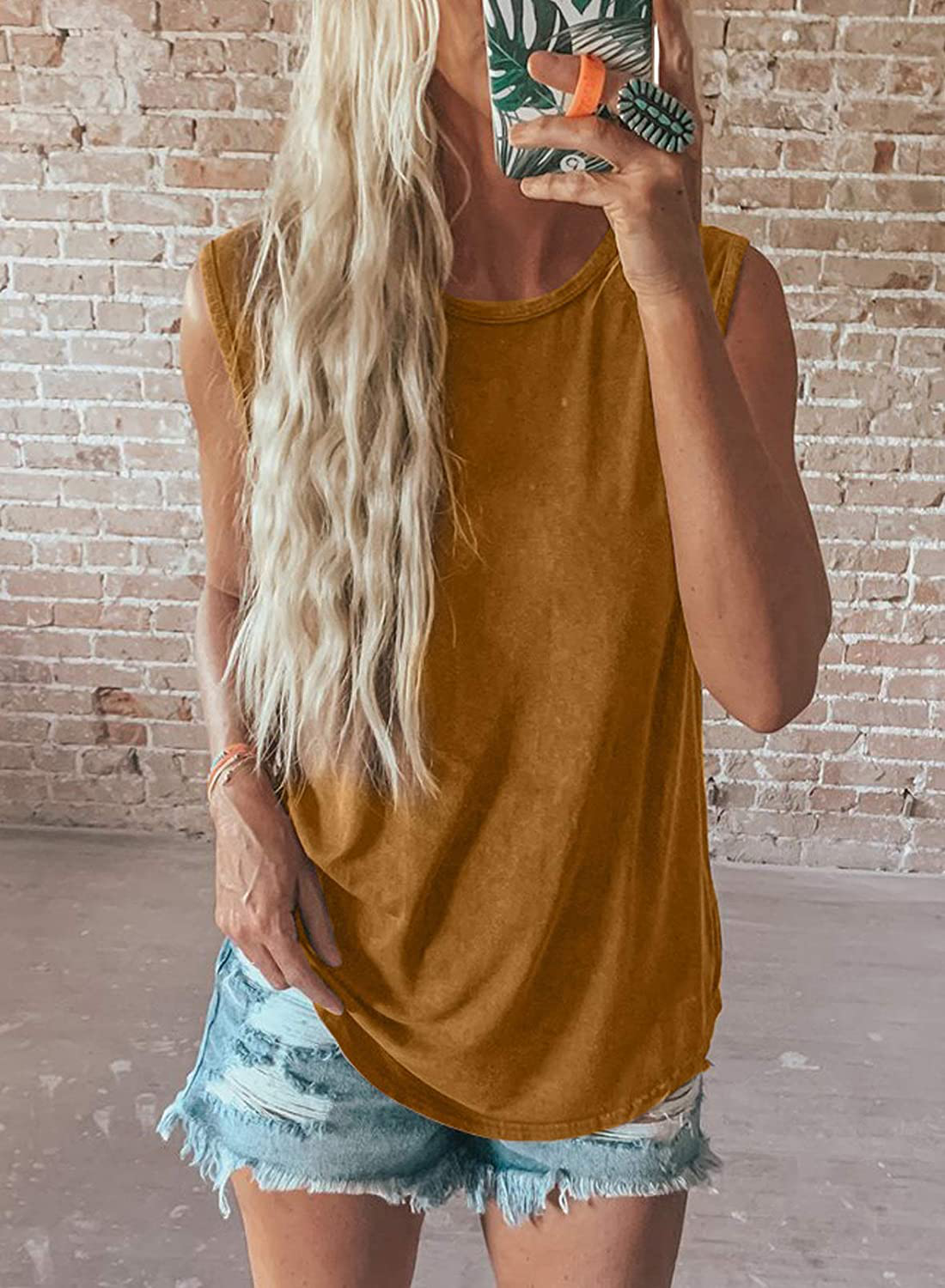 Dokotoo Womens Crew Neck Tank Tops Summer Leopard Detail Print Top Casual Cami Shirts Blouses S-XXL Apparel & Accessories > Clothing > Activewear Kylie Max   
