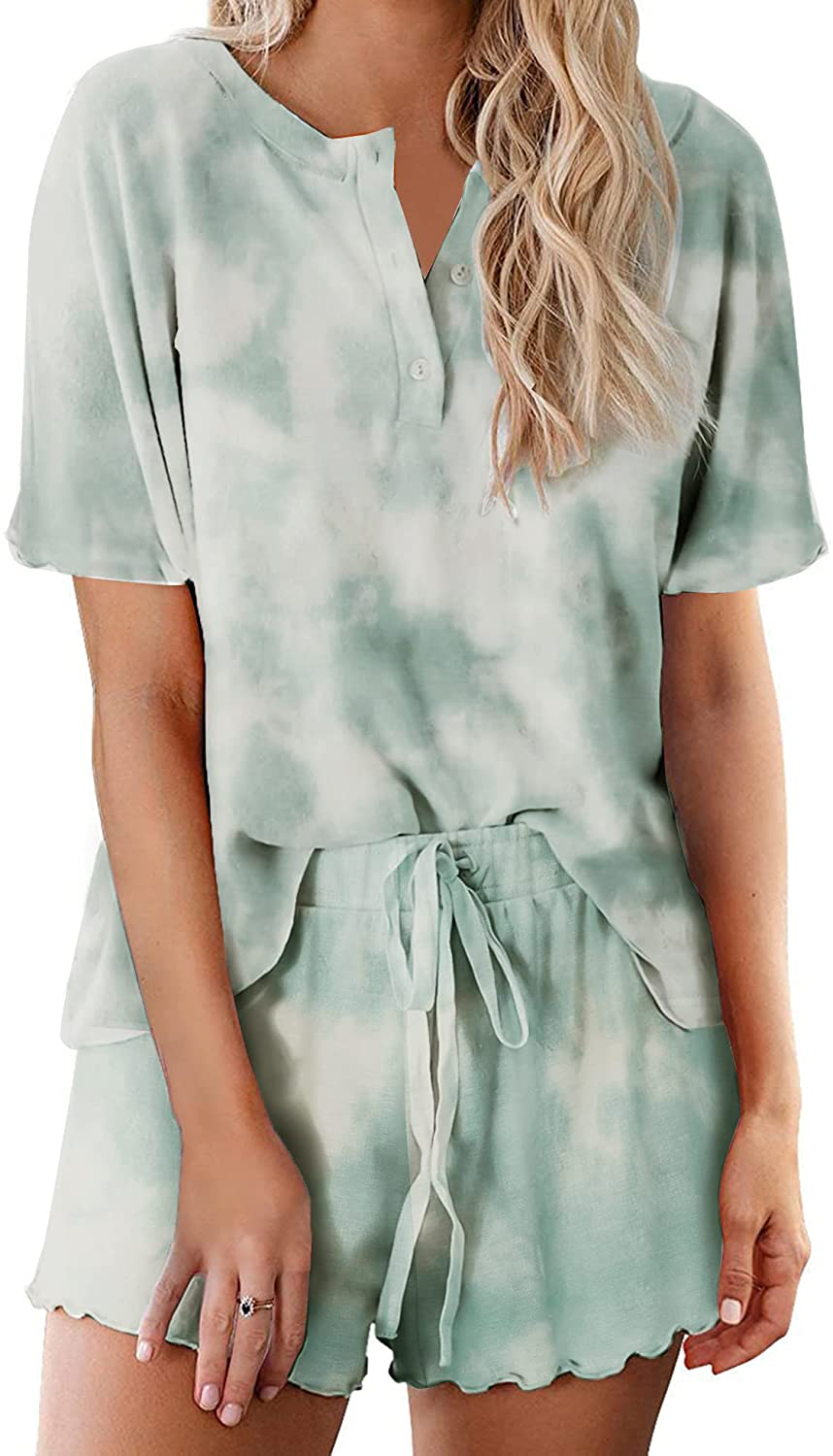 Ekouaer Tie Dye Pajamas Set Womens Loungewear Sleepwear 2 Piece PJ Sets Apparel & Accessories > Clothing > Sleepwear & Loungewear > Pajamas Ekouaer Comfy 3 Small 