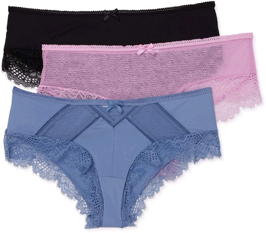 Blue Combo 3 Pack Dot Mesh Lace Cheeky Panties Apparel & Accessories > Clothing > Underwear & Socks > Underwear Secret Treasures 5  
