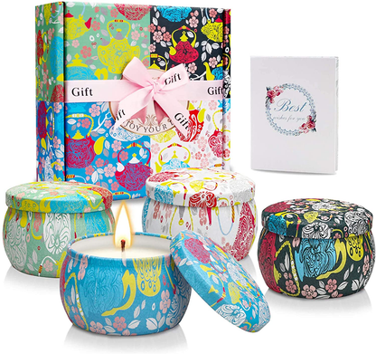 Scented Candle Gifts for Women, 4 Pack 4.4 oz Aromatherapy Candles, Stress Relief Gifts for Girlfriend, Teacher, Mom, Anniversary, Birthday Arts & Entertainment > Party & Celebration > Gift Giving Feibao Blue  