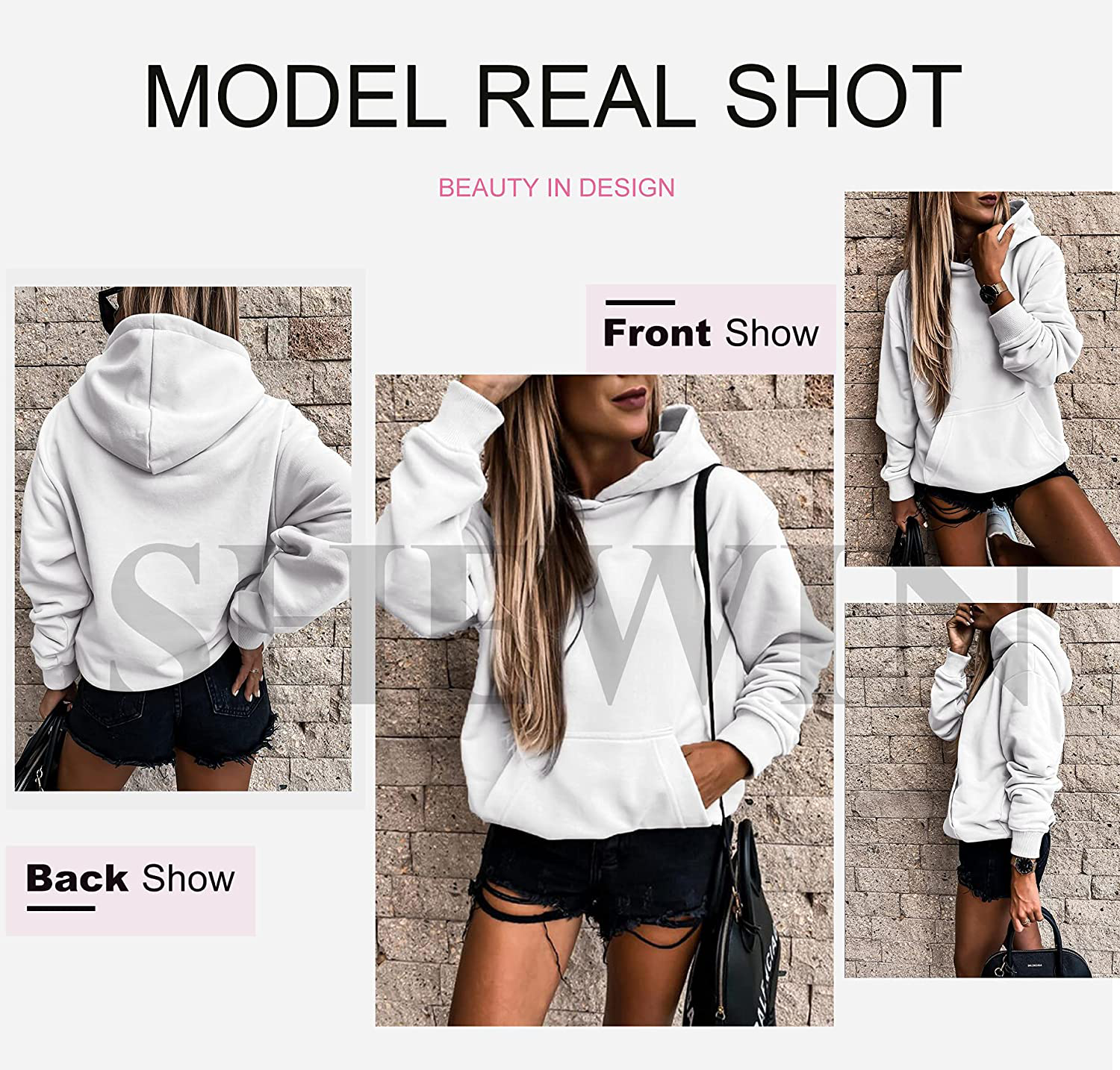 SHEWIN Women'S Casual Hoodies Long Sleeve Solid Lightweight Pullover Tops Loose Sweatshirt with Pocket Apparel & Accessories > Clothing > Activewear Kylie Max   