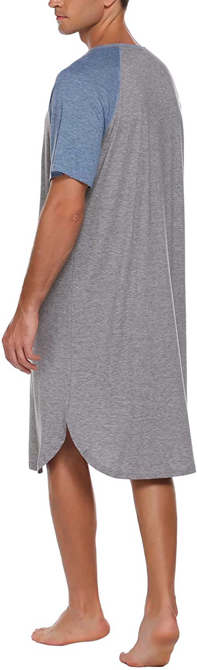 Ekouaer Sleepwear Men'S Nightshirt Short Sleeve Pajamas Comfy Big & Tall Henley Sleep Shirt M-XXXL Apparel & Accessories > Clothing > Sleepwear & Loungewear > Nightgowns Kylie Max   