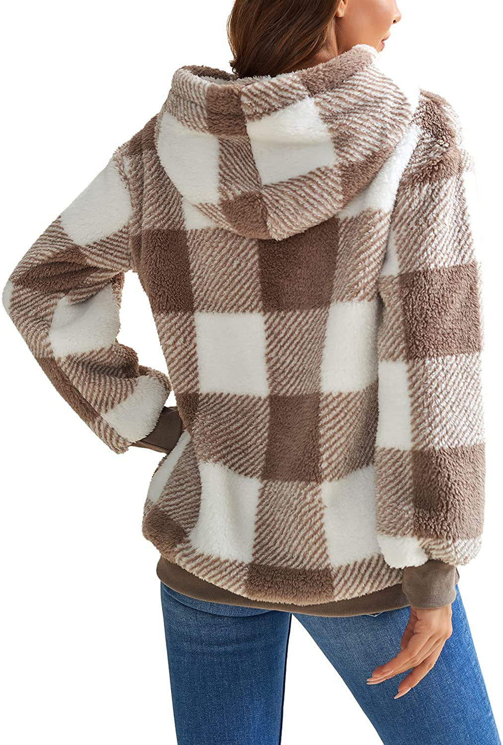 Nirovien Womens Sherpa Pullover Tie Dye Fuzzy Hoodie Double Fleece Sweatshirts Fluffy Oversized Plaid Outerwear Apparel & Accessories > Clothing > Activewear Kylie Max   