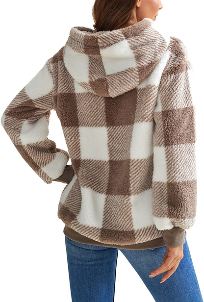 Nirovien Womens Sherpa Pullover Tie Dye Fuzzy Hoodie Double Fleece Sweatshirts Fluffy Oversized Plaid Outerwear Apparel & Accessories > Clothing > Activewear Kylie Max   