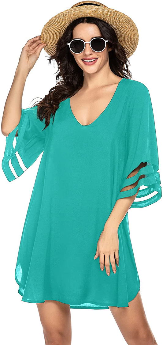 Ekouaer Women'S Swim Cover Ups for Beach Swimwear, Summer Casual Loose Sun Dress Apparel & Accessories > Clothing > Swimwear Kylie Max   