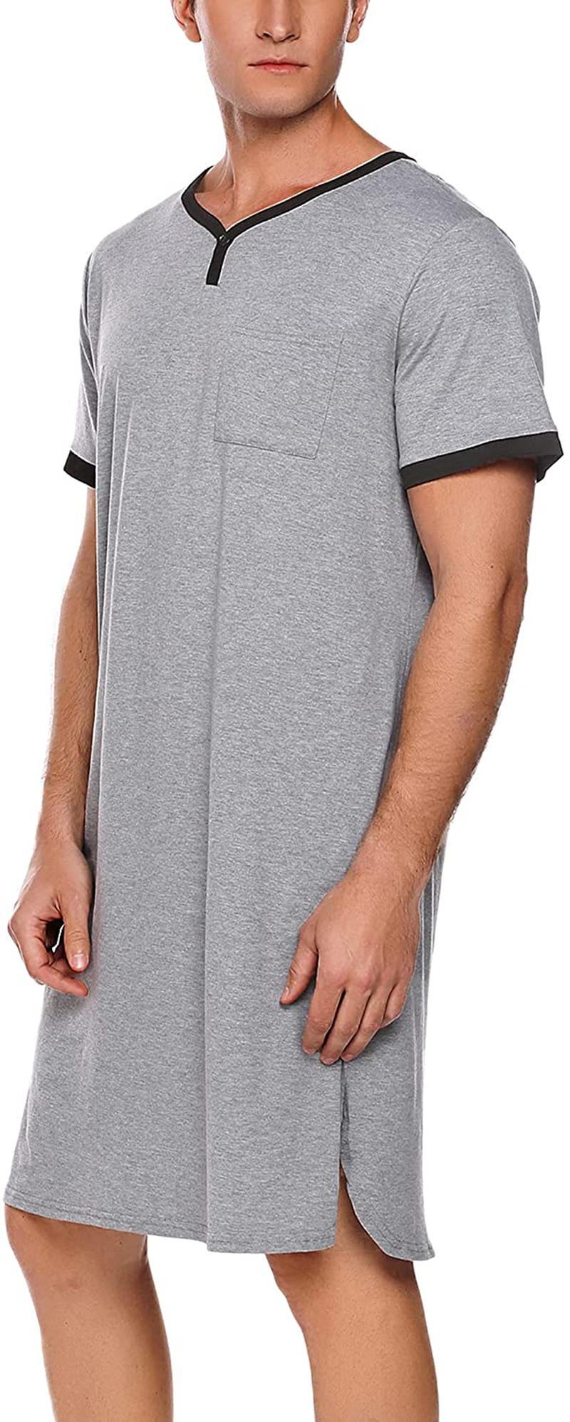 Ekouaer Men'S Nightshirt Nightwear Comfy Big&Tall Short Sleeve Henley Sleep Shirt Apparel & Accessories > Clothing > Sleepwear & Loungewear > Nightgowns Kylie Max   