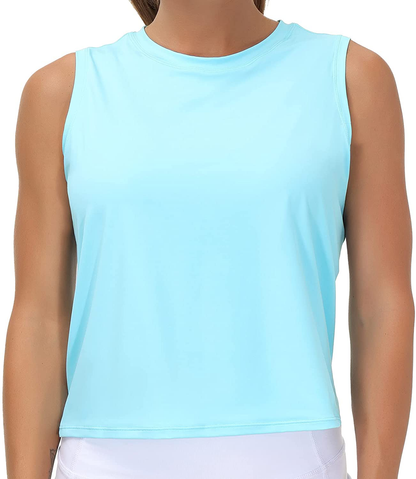 Ice Silk Workout Tops for Women Quick Dry Muscle Gym Running Shirts Sleeveless Flowy Yoga Tank Tops Apparel & Accessories > Clothing > Activewear Kylie Max   