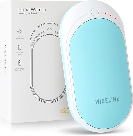 Wiselink Rechargeable Hand Warmer, 5200mAh Electric Hand Warmers Reusable, Portable USB Power Bank, Double-Sided Quick Heating Handwarmer for Hunting, Golf, Camping, Skiing, Winter Gift for Women, Men Arts & Entertainment > Party & Celebration > Gift Giving Wiselink blue  