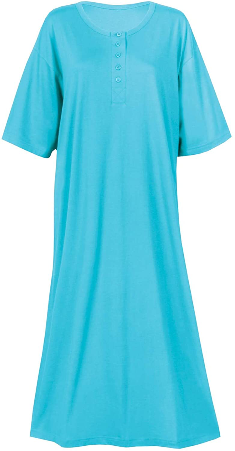 Catalog Classics Womens Long Henley Nightshirts - Set of 4 Sleep Shirts Apparel & Accessories > Clothing > Sleepwear & Loungewear > Nightgowns Kylie Max   