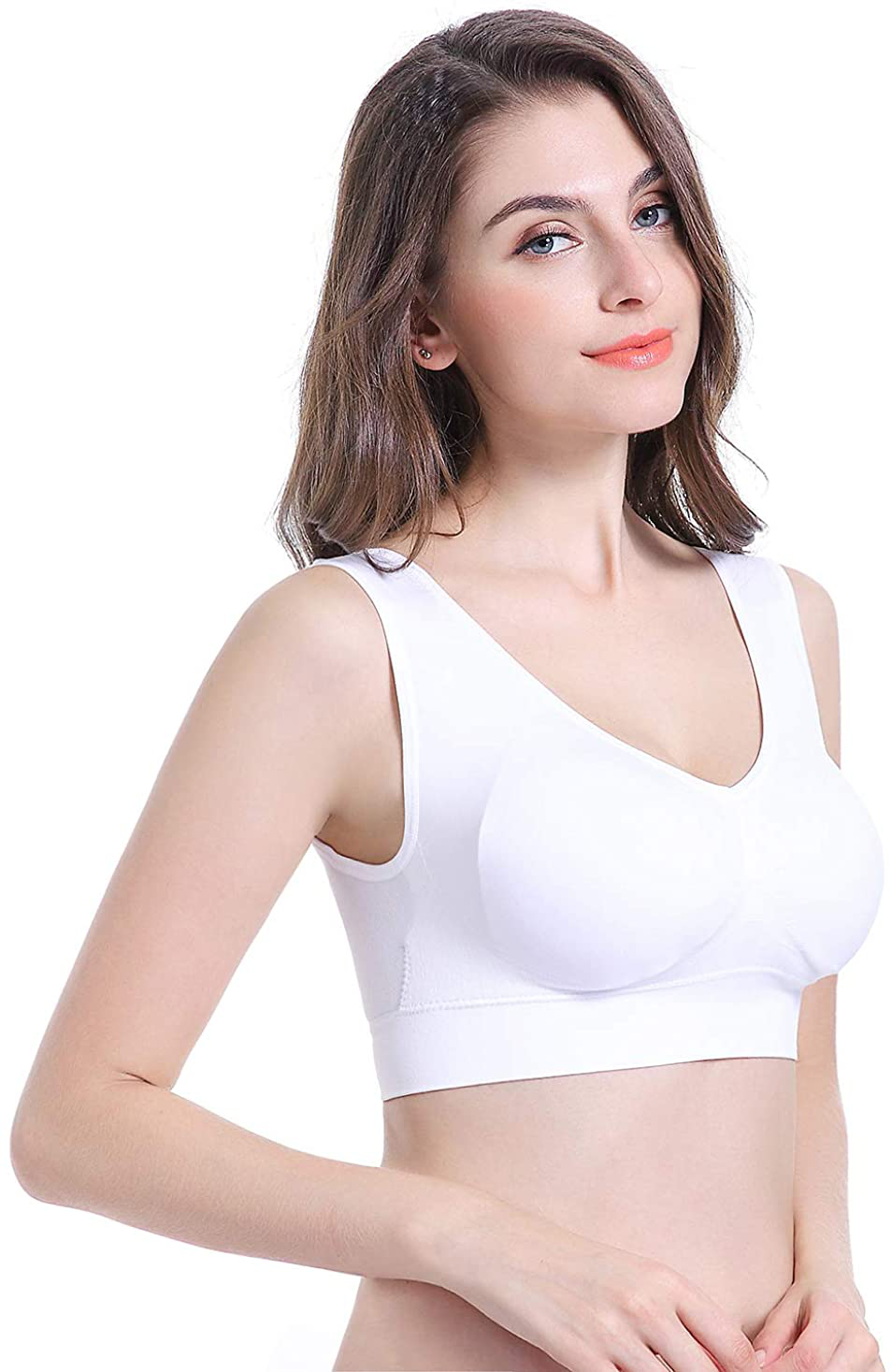 PRETTYWELL Sleep Bras for Women, Comfort Seamless Wireless Stretchy Sports Bra,3 Pack Yoga Bras, with Removable Pads Apparel & Accessories > Clothing > Underwear & Socks > Bras Kylie Max   