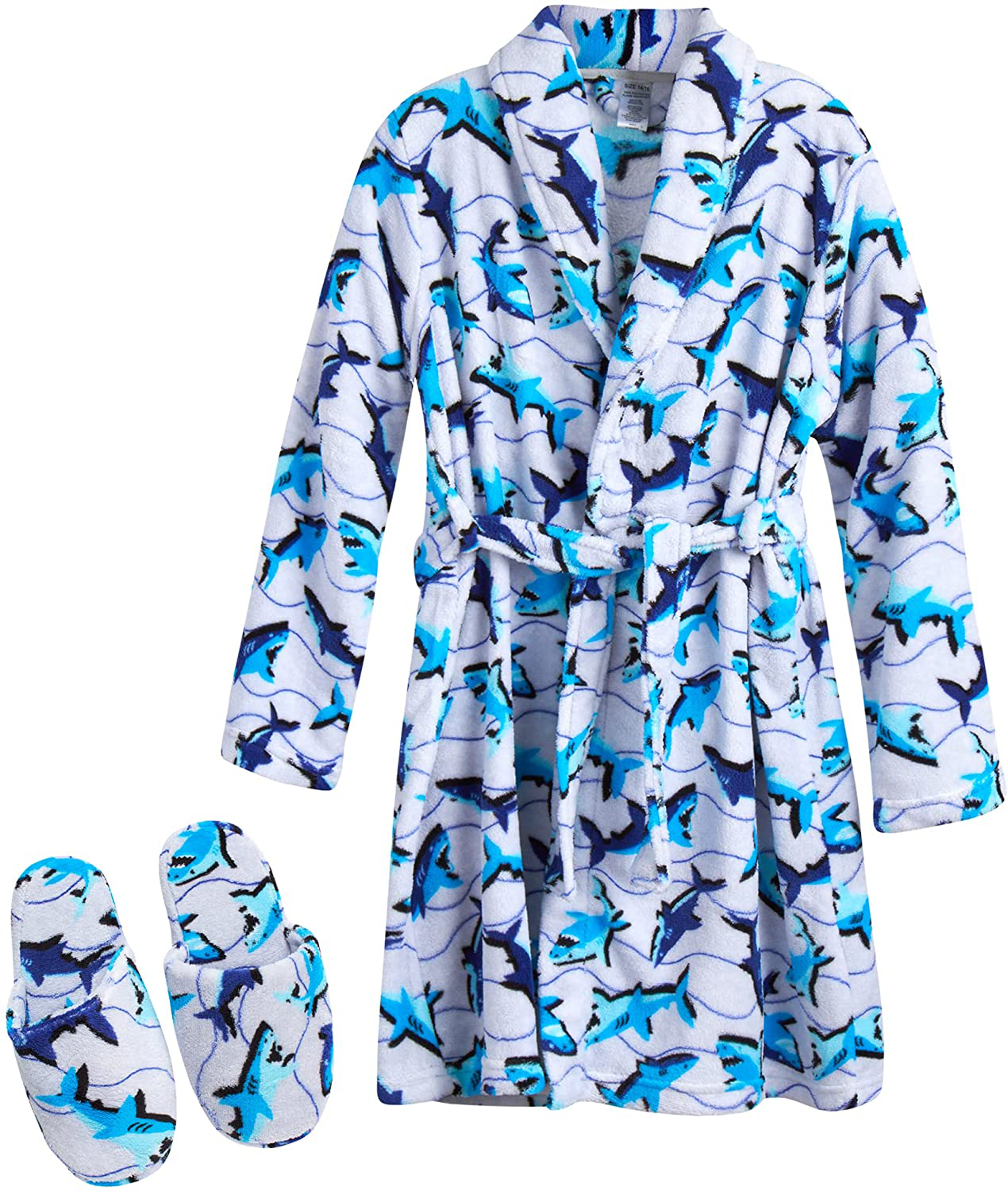 Too Cool 2 Sleep Boys Bathrobe-Super Soft Plush Fleece Robe and Slippers (5-16) Apparel & Accessories > Clothing > Sleepwear & Loungewear > Robes Kylie Max   