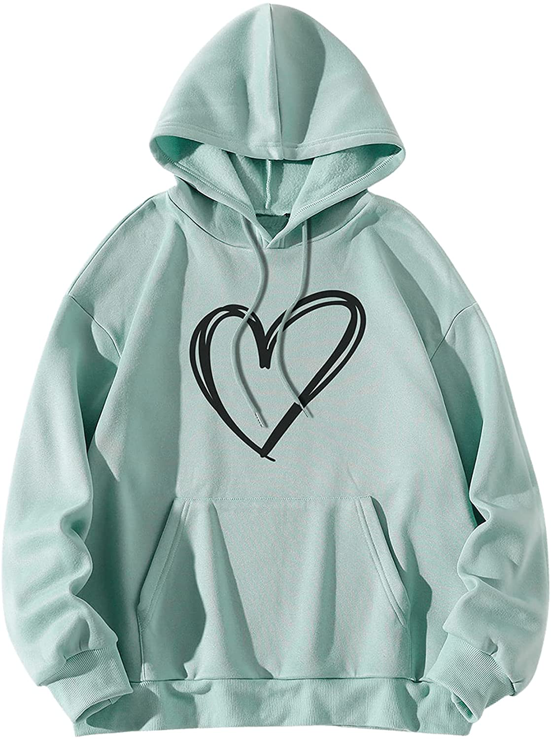 Sweatyrocks Women'S Casual Heart Print Long Sleeve Pullover Hoodie Sweatshirt Tops Apparel & Accessories > Clothing > Activewear Kylie Max   