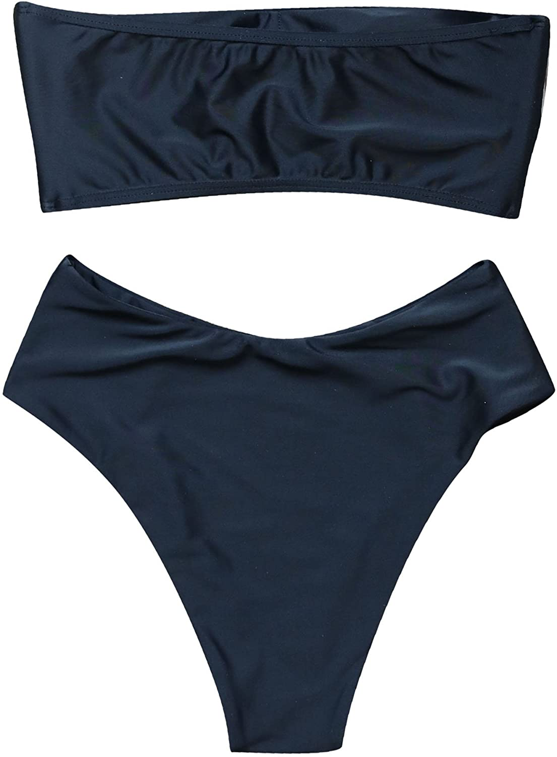 OMKAGI Women's 2 Pieces Bandeau Bikini Swimsuits Off Shoulder High Waist Bathing Suit High Cut Apparel & Accessories > Clothing > Swimwear OMKAGI   