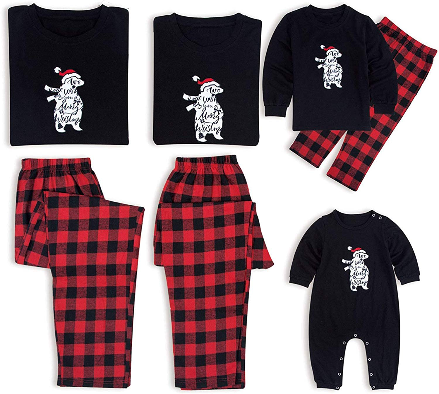 IFFEI Matching Family Pajamas Sets Christmas Pj'S with Deer Long Sleeve Tee and Plaid Pants Loungewear Apparel & Accessories > Clothing > Sleepwear & Loungewear > Pajamas Kylie Max   