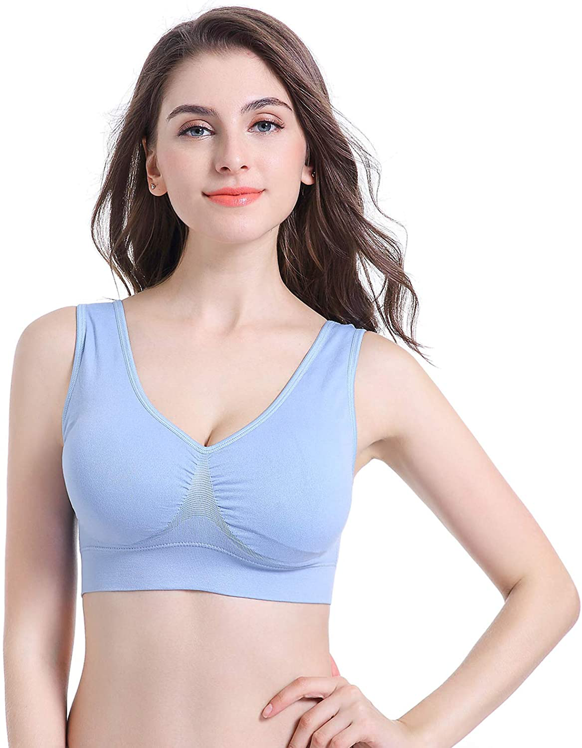 PRETTYWELL Sleep Bras for Women, Comfort Seamless Wireless Stretchy Sports Bra,3 Pack Yoga Bras, with Removable Pads Apparel & Accessories > Clothing > Underwear & Socks > Bras Kylie Max   