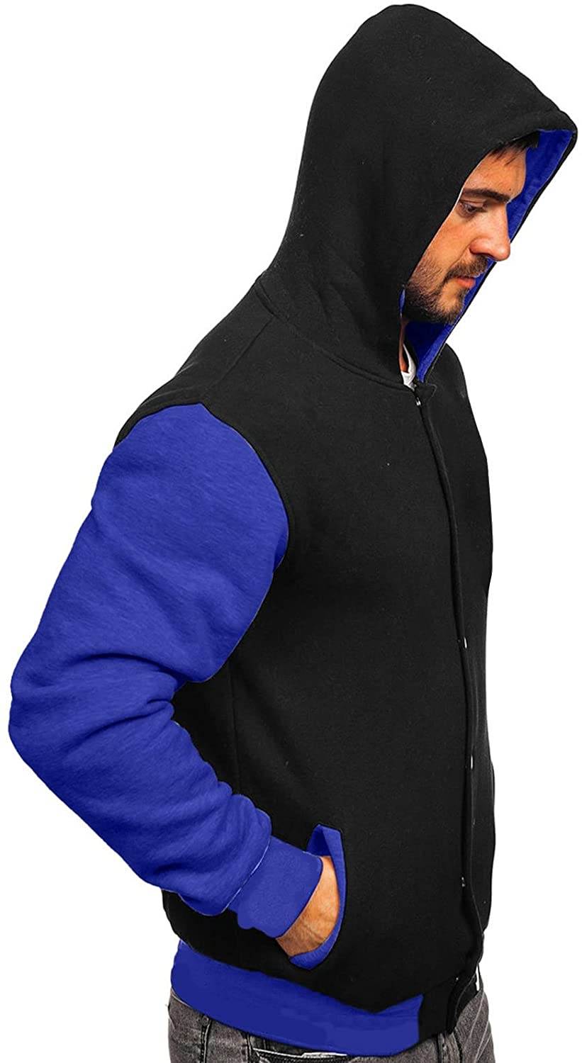 Merthy Mens Classic Varsity Baseball Jackets with Hood Casual Slim Fit Snap Buttons Cotton Uniform Bomber Jackets Coats Apparel & Accessories > Clothing > Underwear & Socks > Shapewear Merthy   