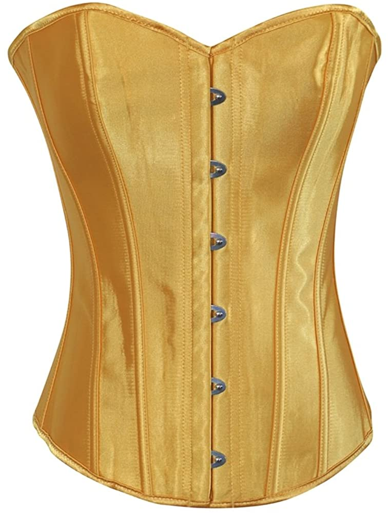 Chicastic Black Satin Sexy Strong Boned Corset Lace up Overbust Waist Cincher Bustier Bodyshaper Top - Also White & Red Apparel & Accessories > Clothing > Underwear & Socks > Lingerie Chicastic   